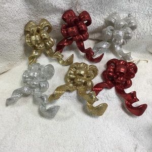 Christmas ornaments/ drapery tie back, glitter finish, tree/mantle/railing